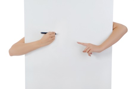Hand holding fountain pen. Isolated on white backgroundの写真素材