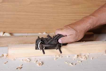 Master handles pine board a iron planeの写真素材