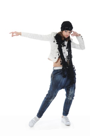 Young woman dancing hip-hopの写真素材