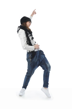 Young woman dancing hip-hopの写真素材
