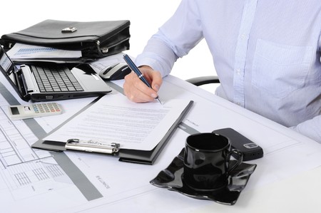 table businessmanの写真素材