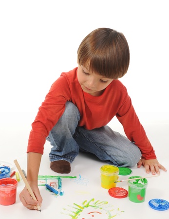 little boy paintsの写真素材