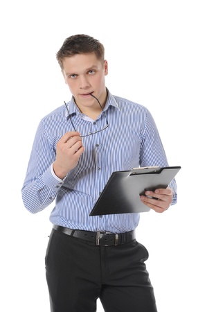 business man holding clipboardの写真素材