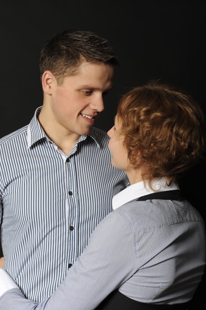 portrait of a joyful young couple man and womanの写真素材