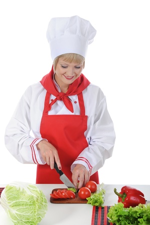 Handsome chef in uniform. Isolated on white backgroundの写真素材