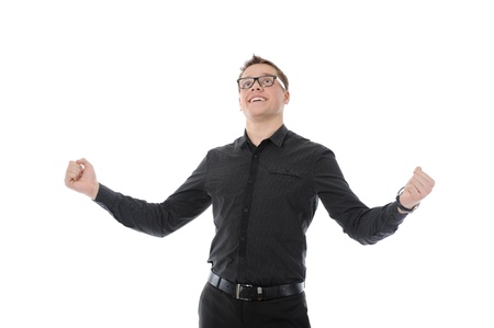 Portrait of young businessman. Isolated on white backgroundの写真素材