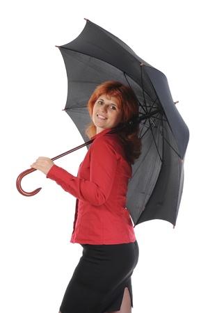 young woman with an umbrellaの写真素材