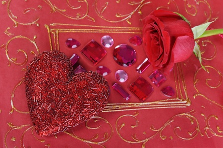 heart and red roseの写真素材