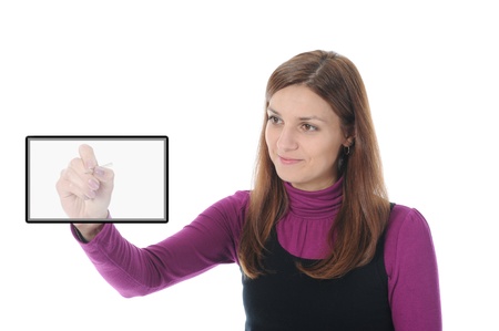 Businesswoman holding a penの写真素材