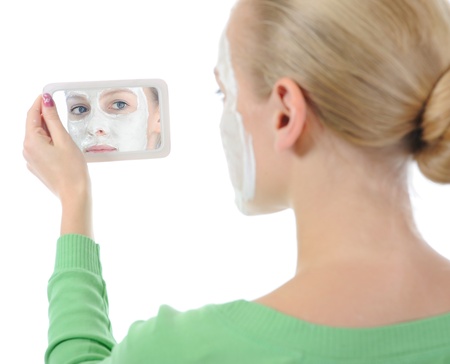 young woman making a maskの写真素材