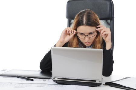 happy business woman in the office.の写真素材