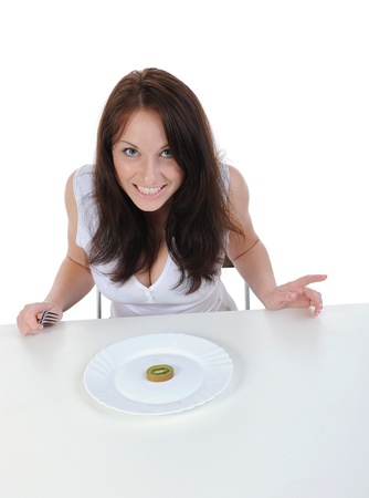 Beautiful girl on a diet.の写真素材