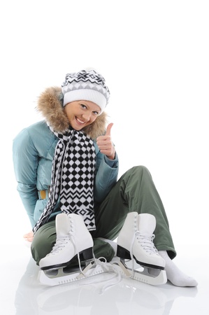 Girl with skatesの写真素材