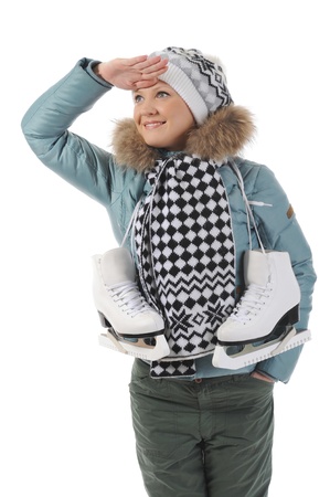 Girl with skatesの写真素材
