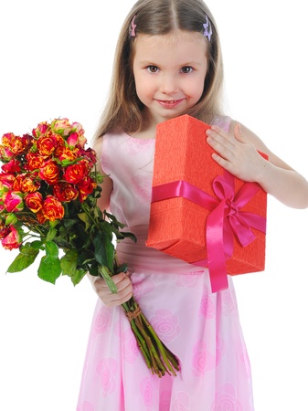little girl with a rose.の写真素材
