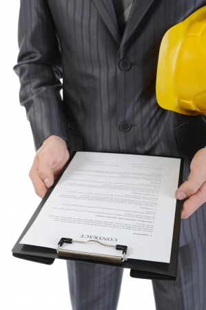 Businessman with construction helmetの写真素材