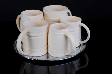 Image of a wooden beer mugの写真素材