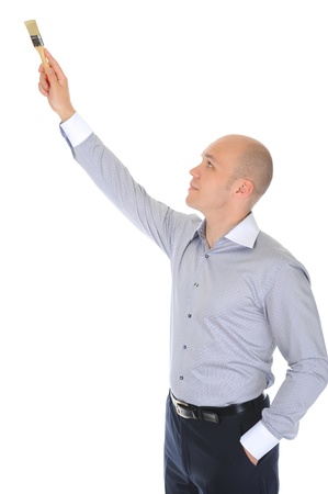 businessman with a brush in his handの写真素材