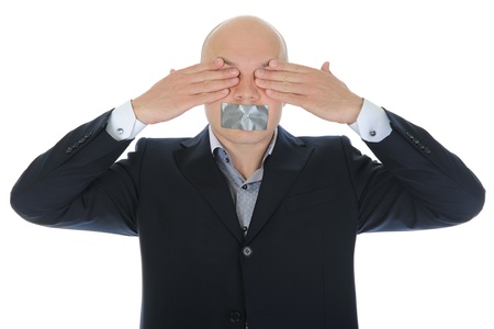 Businessman closing his eyesの写真素材