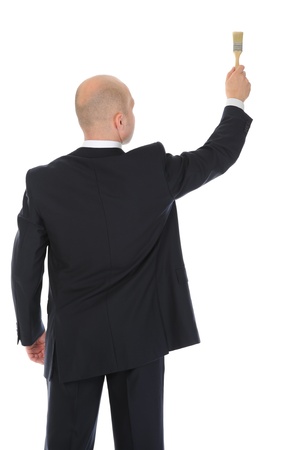 businessman with a brush in his handの写真素材