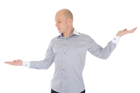 Businessman with hand outstretchedの写真素材