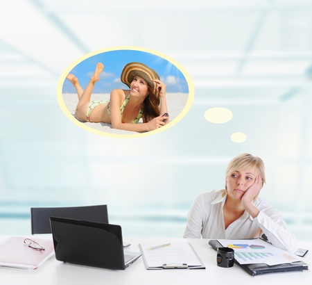 Crying girl in the office.の写真素材