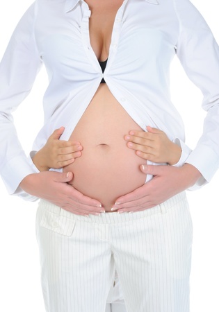 pregnant woman with her daughterの写真素材