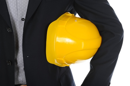 Businessman with construction helmetの写真素材