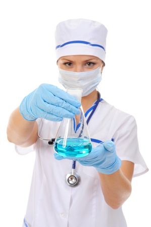 Handsome doctor of medicine in his hands.の写真素材