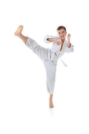 Young boy training karate の写真素材