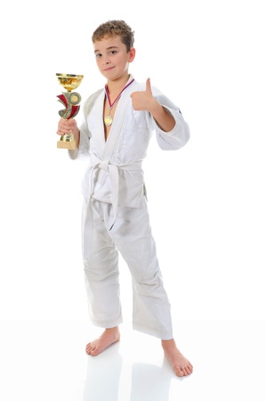 Young boy training karate の写真素材