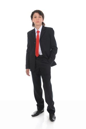 portrait of a boy businessman in a business suitの写真素材