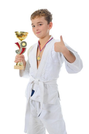 Young boy training karate の写真素材