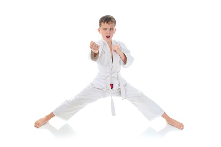 Young boy training karate の写真素材