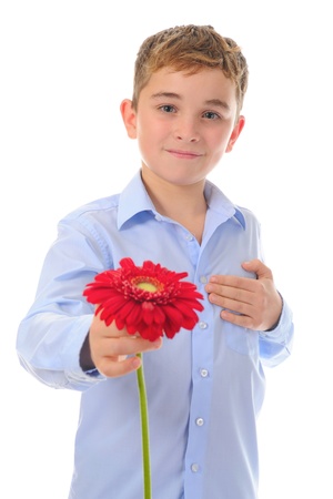boy with flowerの写真素材