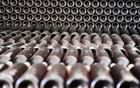 Old bottles of red wine