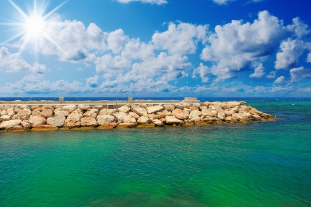 Sunny tropical beach on the islandの写真素材
