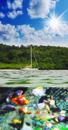 Yacht in the open seaの写真素材