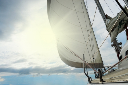 Yacht in the open seaの写真素材