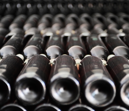 Old bottles of red wine