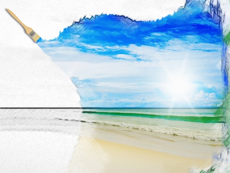 Sunny tropical beach on the islandの写真素材