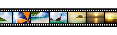 Film strip with beautiful holiday picturesの写真素材