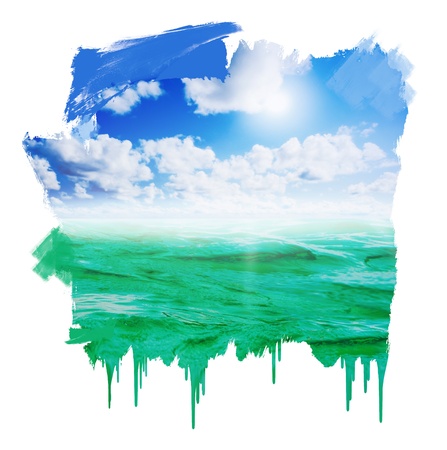 Blue sunny sky with cloudsの写真素材