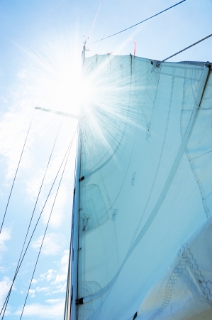 Yacht in the open seaの写真素材