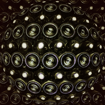 Old bottles of red wine