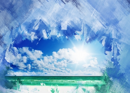 Sunny tropical beach on the islandの写真素材
