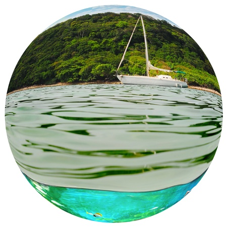 Yacht in the open seaの写真素材