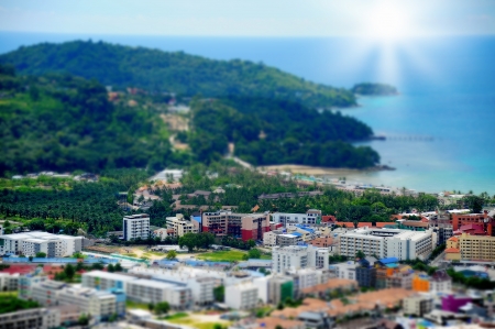 Sunny resort town by the seaの写真素材