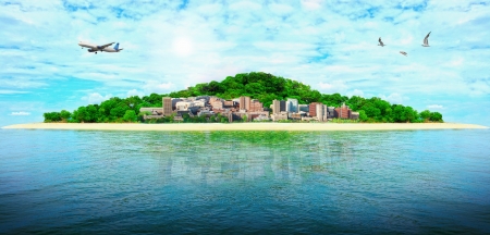 Sunny tropical beach on the islandの写真素材