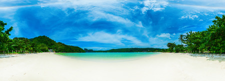 Beautiful sunny tropical beach on the island paradise in the middle of the sea